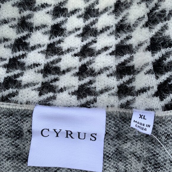 NWT Cyrus Women's size XL Black & White Herringbone Open Front Cardigan Coat - Picture 11 of 12